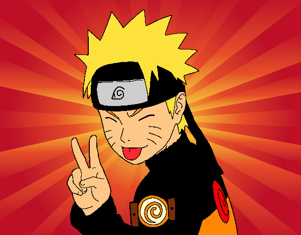 Desenho Naruto puxando para fora a língua pintado por colorpink