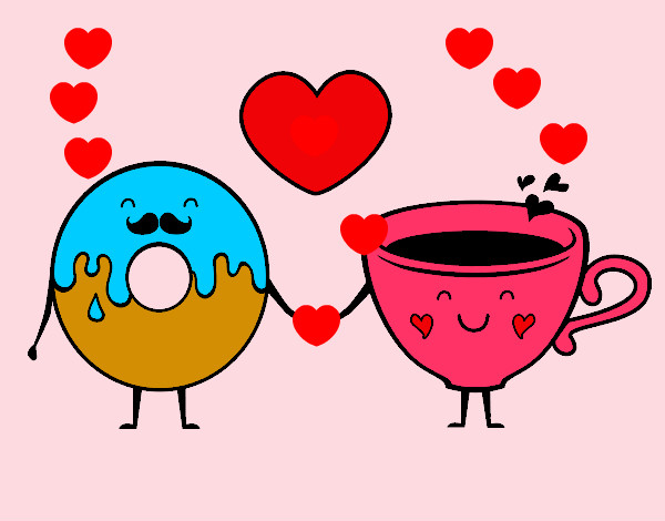 Desenho O amor entre donut e chá pintado por sofiapzzo