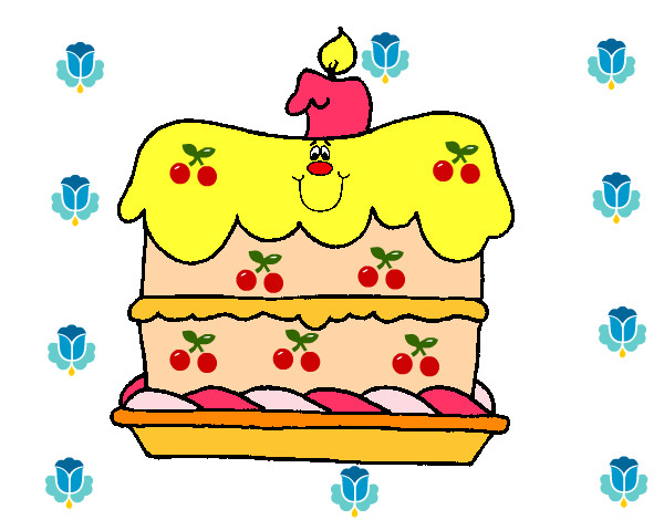 Desenho Bolo de aniversário pintado por gismonti