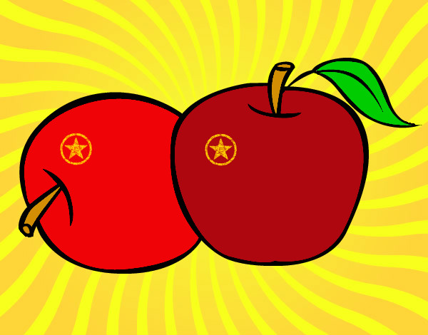 Desenho Dois maçãs pintado por japali