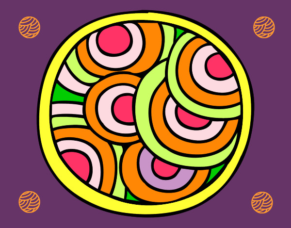 Desenho Mandala circular pintado por gismonti