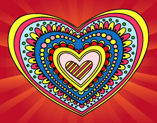 Desenho Mandala coração pintado por gismonti