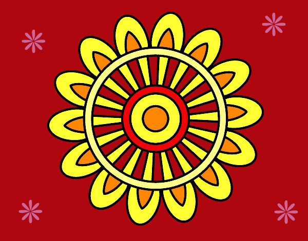 Desenho Mandala solar pintado por gismonti