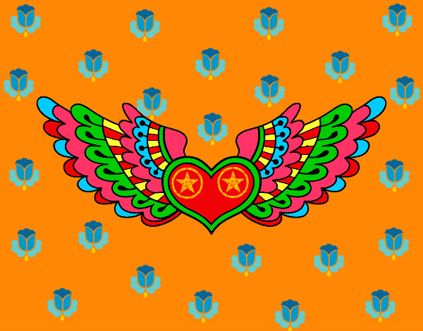 Desenho Coração alado pintado por borbolet