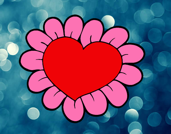 Desenho Coração flor pintado por leil