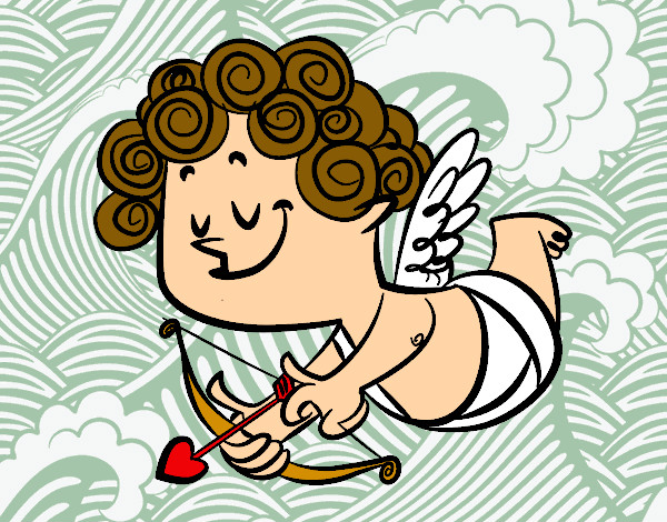 Desenho Cupido com cachos pintado por beatrizmir