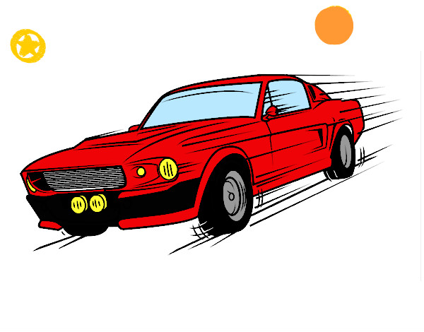 Desenho Mustang retrô pintado por Apolo