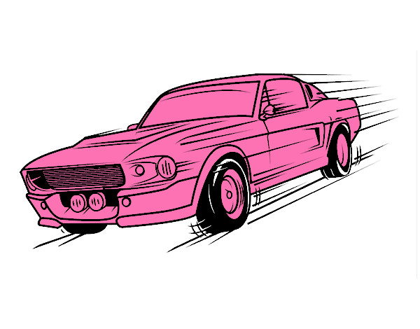 Desenho Mustang retrô pintado por vyvyane