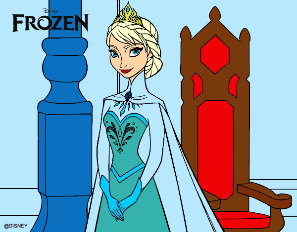 Desenho Frozen Rainha Elsa pintado por Belinhinha