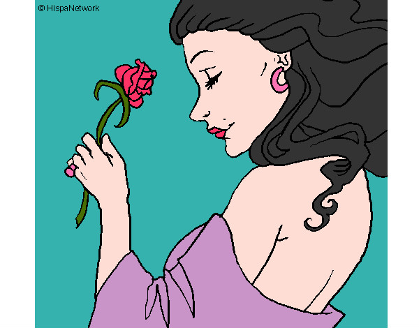 Desenho Princesa com uma rosa pintado por karlinha