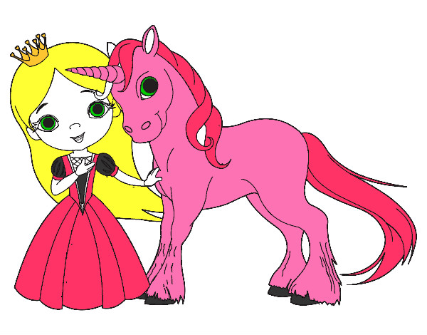 Desenho Princesa e unicórnio pintado por gustre