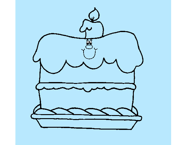 Desenho Bolo de aniversário pintado por papagaio