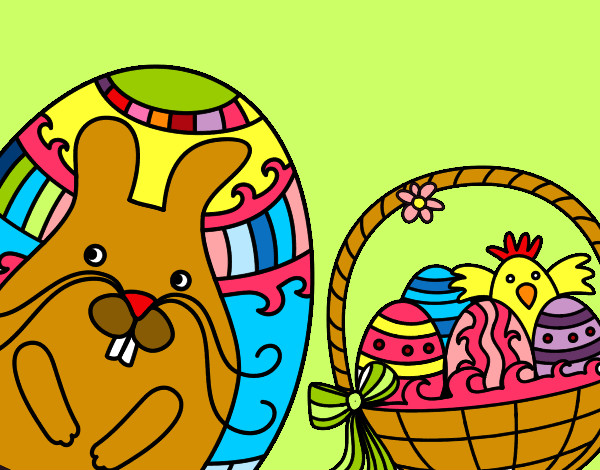 Desenho Cesta com ovos de Páscoa pintado por Mariaana