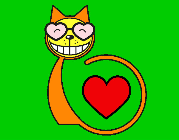 Desenho Gato amor pintado por bbbb