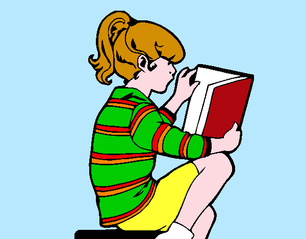 Desenho Menina a ler pintado por bbbb