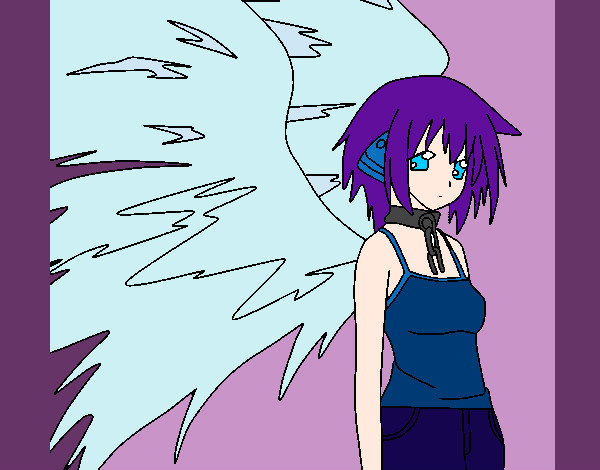 Desenho Anjo com grandes asas pintado por Maylla