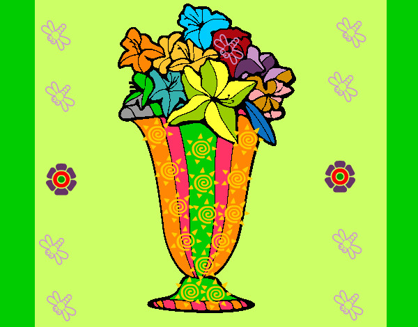 Desenho Jarro de flores 2a pintado por eliklay