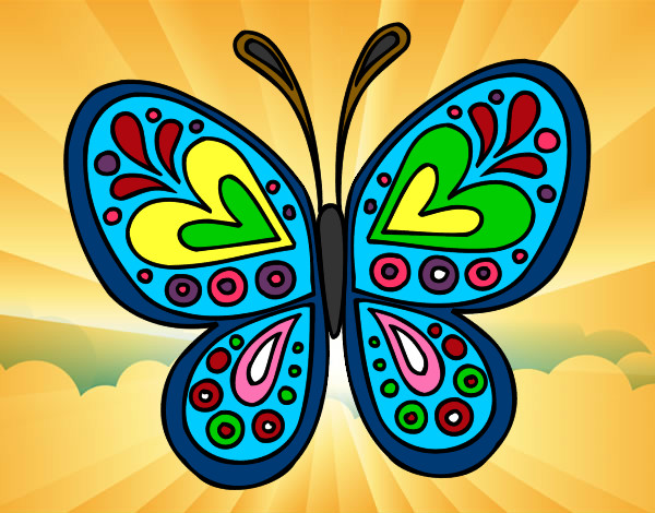 Desenho Mandala borboleta pintado por eliklay