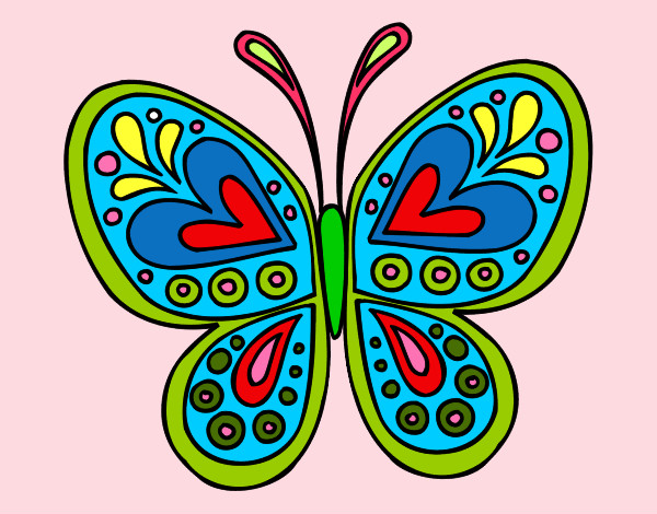 Desenho Mandala borboleta pintado por Mami
