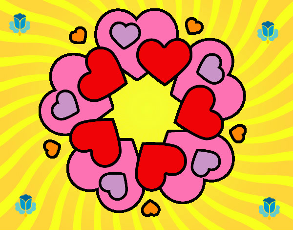 Desenho Mandala com corações pintado por kattalen