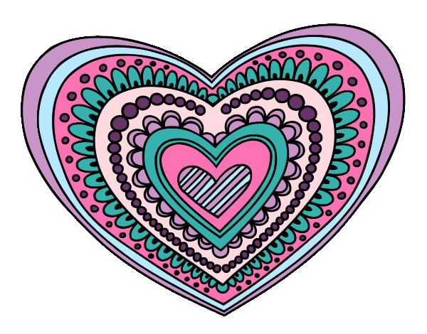 Desenho Mandala coração pintado por CarolCini