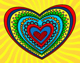 Desenho Mandala coração pintado por Mami