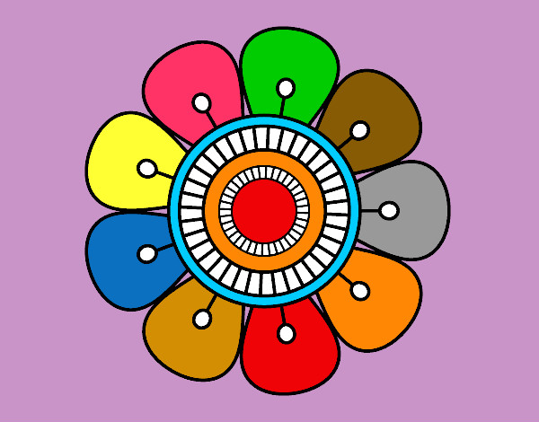 Desenho Mandala em forma de flor pintado por Thathi