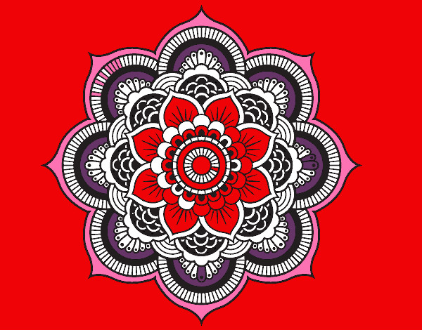 Desenho Mandala flor oriental pintado por Thathi