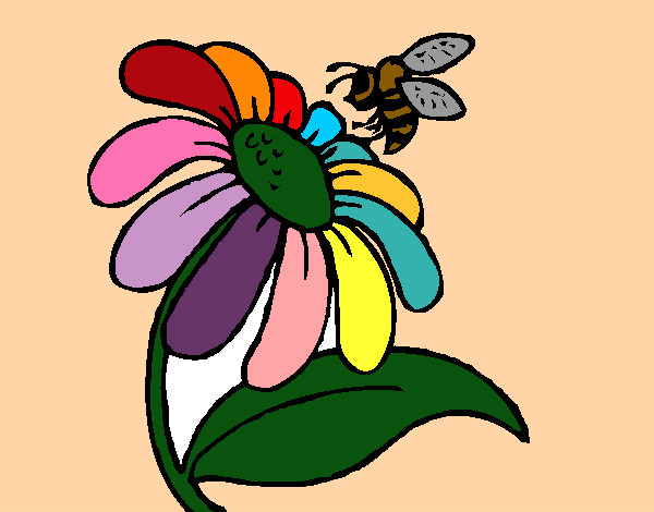 Desenho Margarida com abelha pintado por acristina