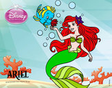Desenho A Pequena Sereia - Ariel e Flounder pintado por Maylla