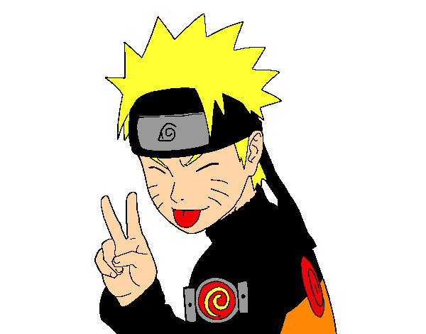 Desenho Naruto puxando para fora a língua pintado por Naruto-Kun