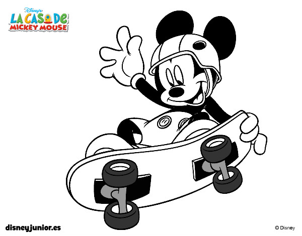 Desenho Rato Mickey em patim pintado por luisapires