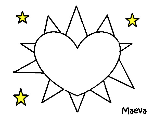 Desenho Sol em forma de coração pintado por Fernyra