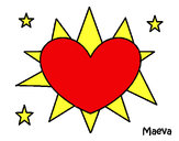 Desenho Sol em forma de coração pintado por Fernyra