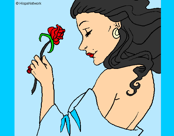 Desenho Princesa com uma rosa pintado por LaahSoares