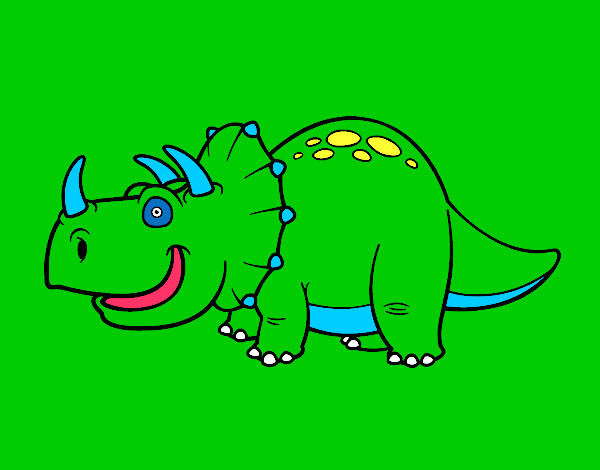 Desenho Dinossauro Tricerátopo pintado por JuGhiggi