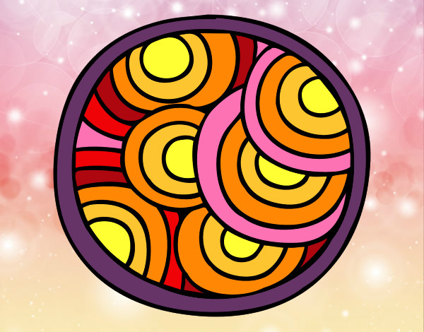 Desenho Mandala circular pintado por flavu