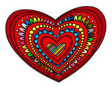 Desenho Mandala coração pintado por patriciaes