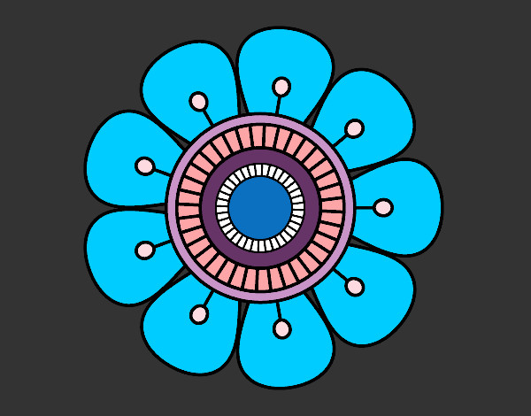 Desenho Mandala em forma de flor pintado por JuGhiggi