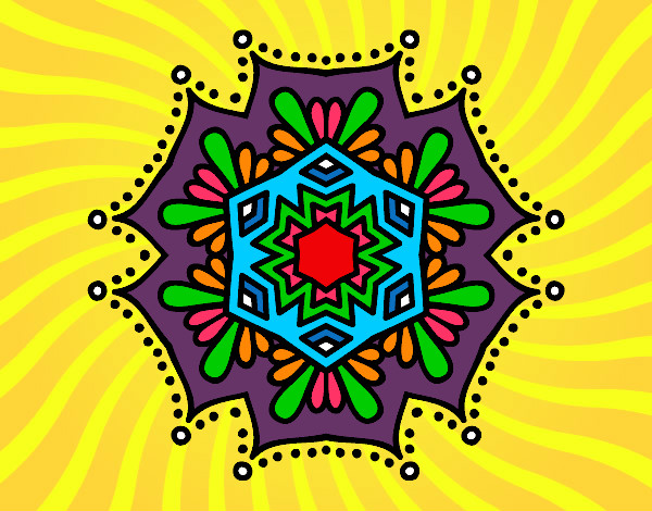 Desenho Mandala flor simétrico pintado por patriciaes