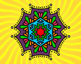 Desenho Mandala flor simétrico pintado por patriciaes