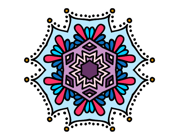 Desenho Mandala flor simétrico pintado por suelifranc