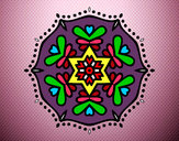 Desenho Mandala simétrica pintado por patriciaes