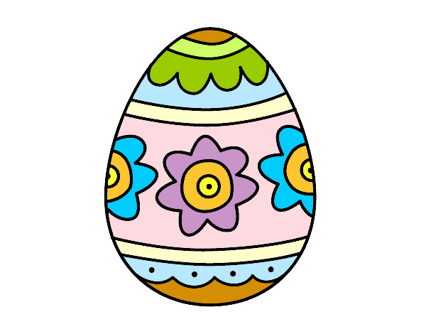 Desenho Ovo de páscoa com flores pintado por suelifranc