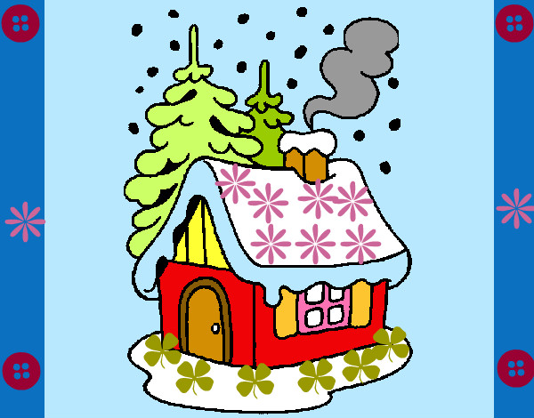 Desenho Casa na neve pintado por GASBI