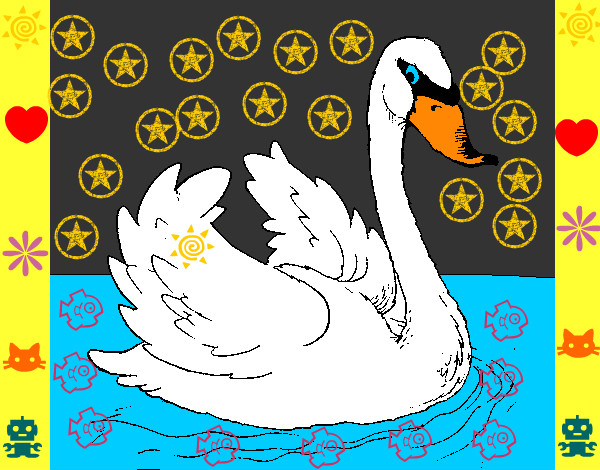 Desenho Cisne na água pintado por grazielle