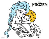 Desenho Frozen Elsa e Anna pintado por mico