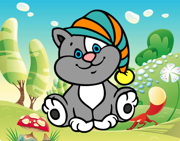 Desenho Gato com chapéu pintado por ReginaLua