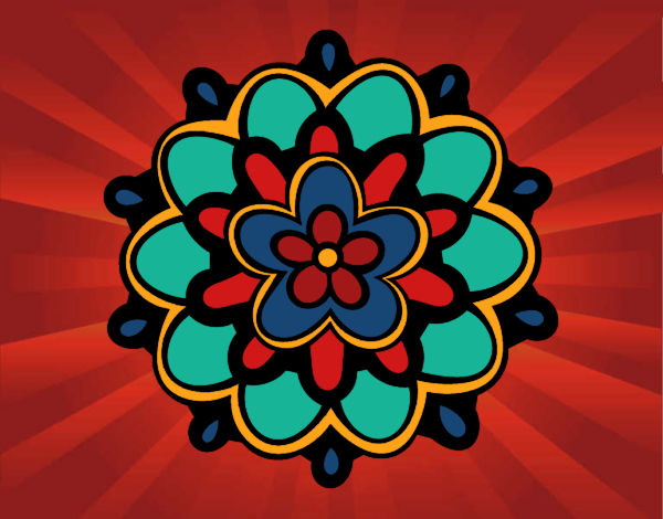 Desenho Mandala com uma flor pintado por veruskaf