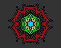 Desenho Mandala flor simétrico pintado por keilinha